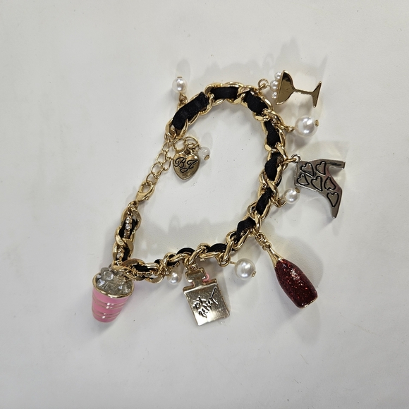 Gold Charm Bracelet with Pink and Silver Accents - Picture 4 of 4